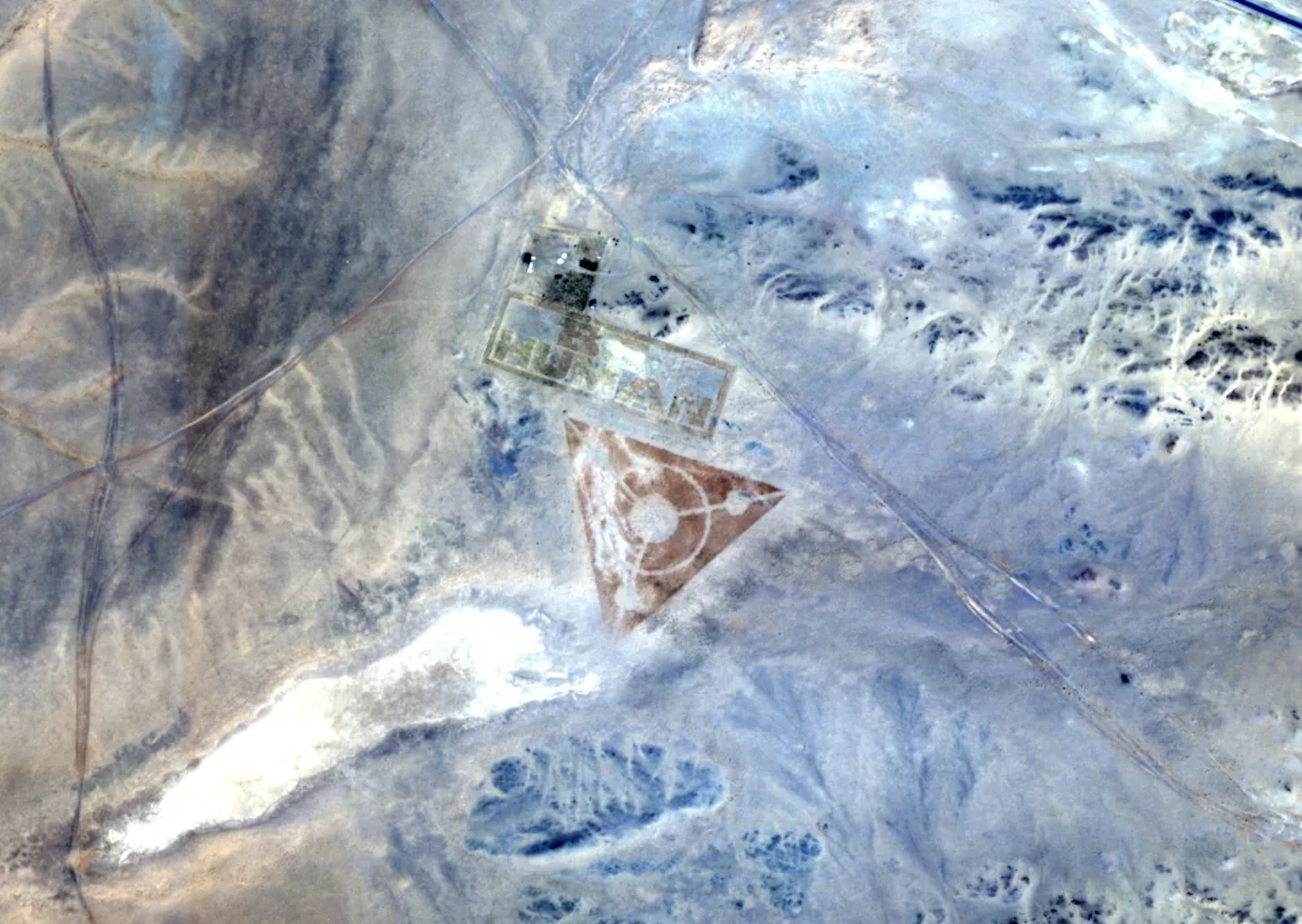 Satellite view of a completed land art installation